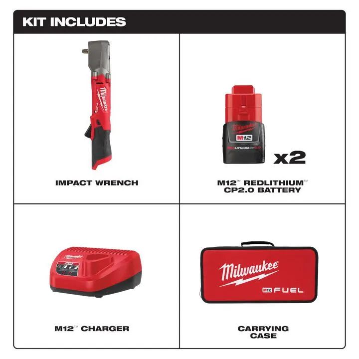 Milwaukee M12 FUEL 3/8-inch Right Angle Impact Wrench Kit (2564-22) 1