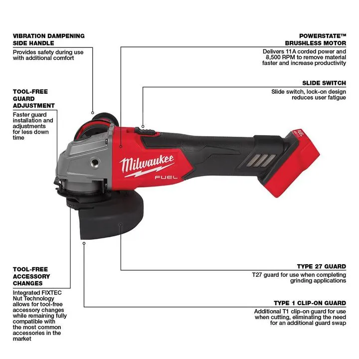 Milwaukee M18 FUEL 4-1/2 in. / 5 in. Grinder (Reconditioned) - Bare Tool 2