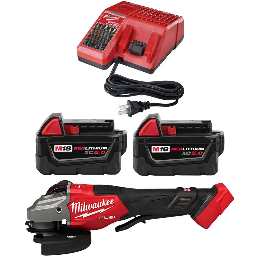Milwaukee M18 FUEL 4-1/2-6 Inch Braking Grinder & M18 REDLITHIUM XC5.0 Starter Kit Bundle