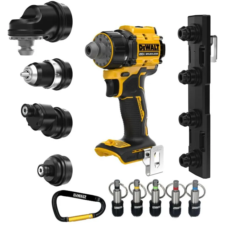 DEWALT ATOMIC 20V MAX Multi-Head Drill Driver (Bare Tool) & Premium Key Ring Bit Holder Set