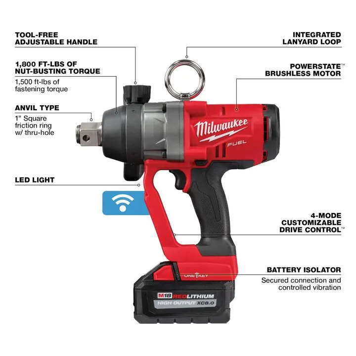 Milwaukee M18 FUEL 1-inch High Torque Impact Wrench with ONE-KEY Kit 4