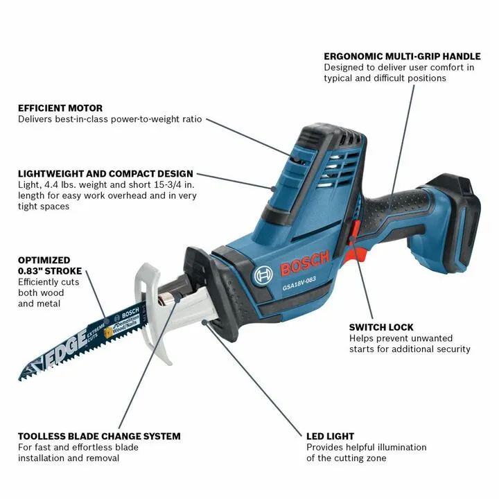 Bosch 18V Compact Reciprocating Saw (Bare Tool) - Professional Grade Efficiency 1
