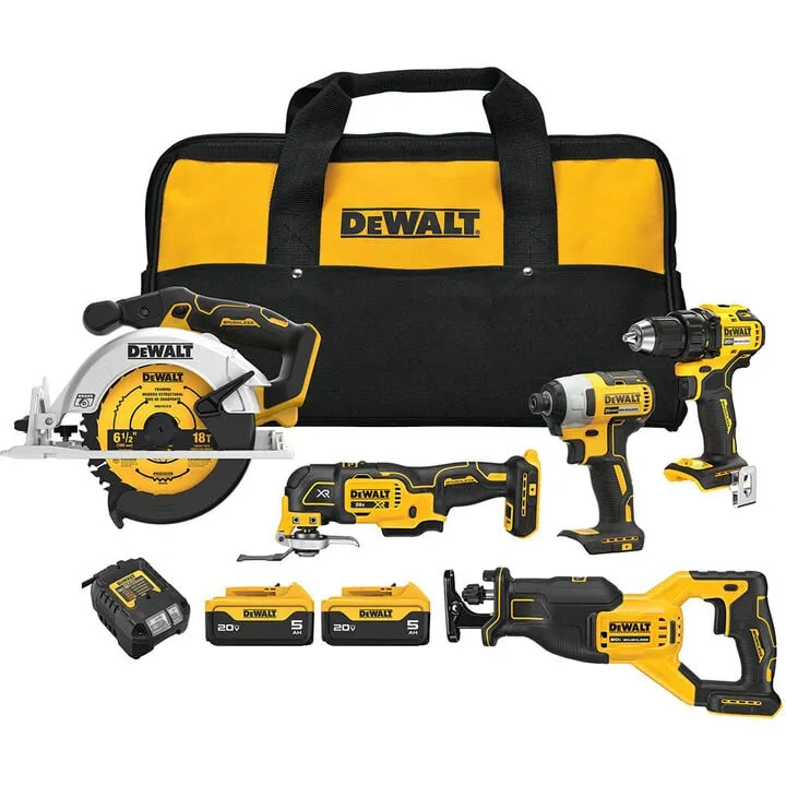 DEWALT 20V MAX 5-Tool Combo Kit - Professional Grade Cordless Power Solution
