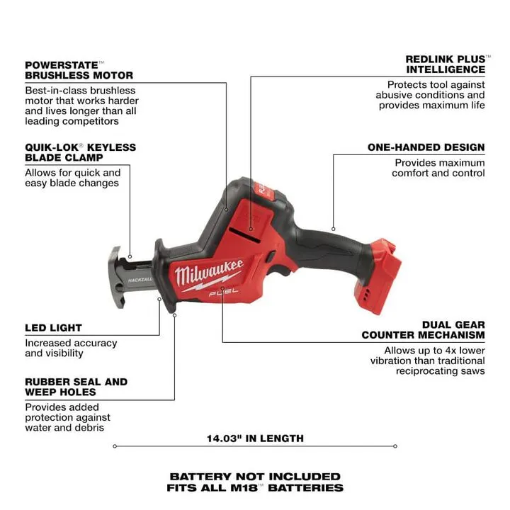 Milwaukee M18 FUEL 2-Tool Combo Kit with D-Handle Reciprocating Saw - Professional Performance Bundle 5