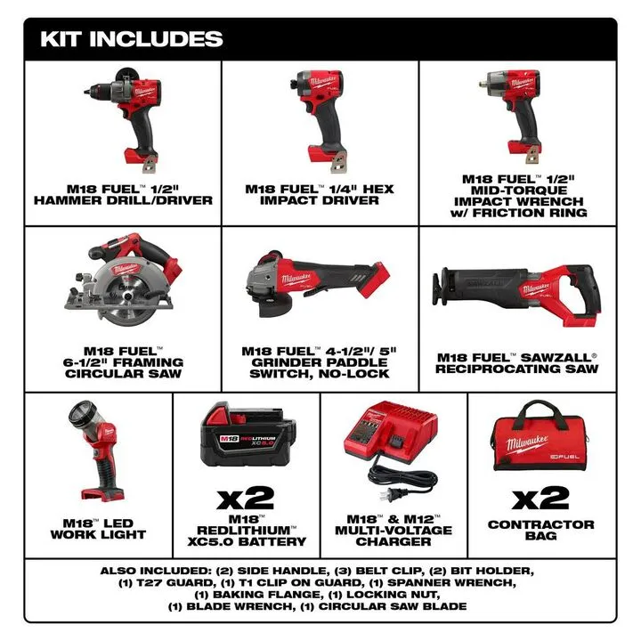 Milwaukee M18 FUEL 7-Tool Combo Kit - Professional Grade Performance 1