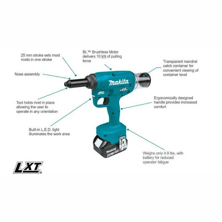Makita 18V LXT Lithium-Ion Brushless Cordless Rivet Tool (Bare Tool) 1