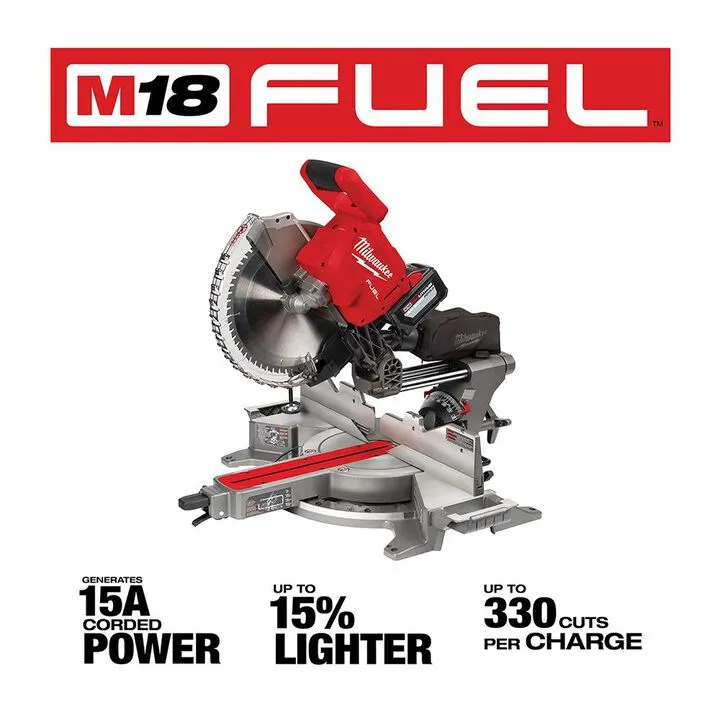 Milwaukee M18 FUEL 12-inch Dual Bevel Sliding Compound Miter Saw Kit - Professional Grade Cordless Power 2