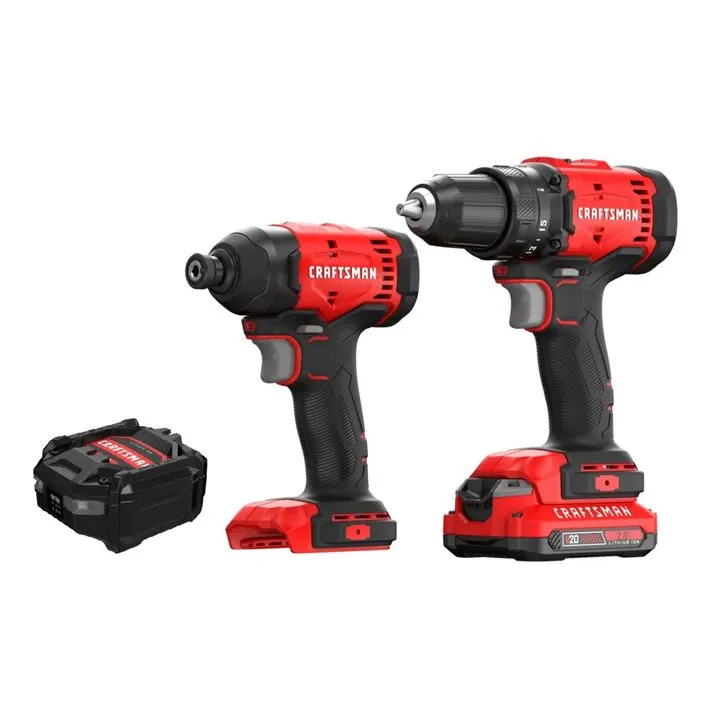 CRAFTSMAN V20 1/2 Inch Drill Driver and Impact Driver Combo Kit - Professional Grade Performance