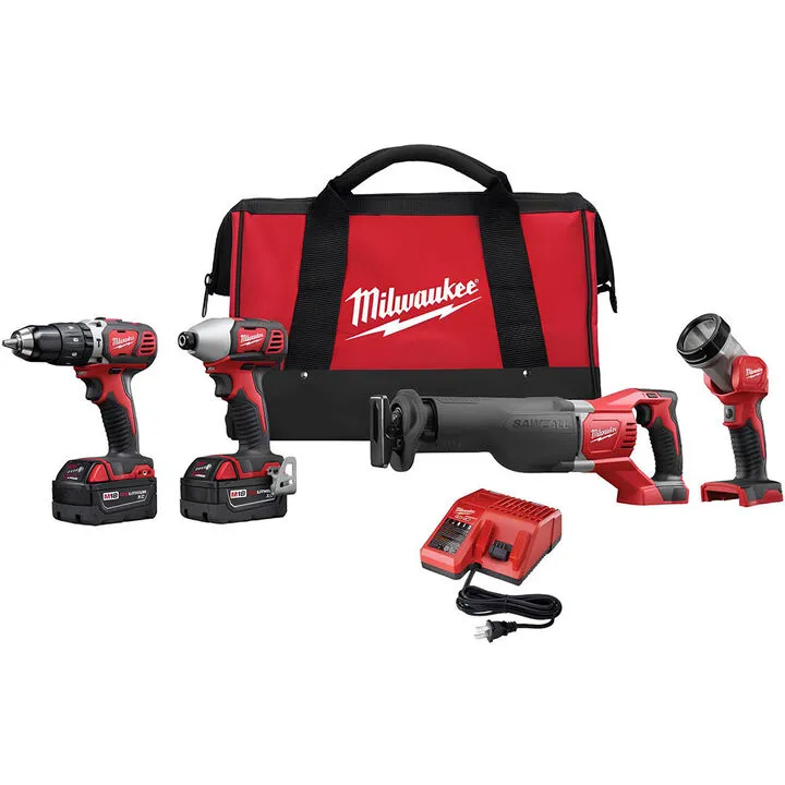 Milwaukee M18 Cordless Lithium-Ion 4-Tool Combo Kit - Professional Grade Performance Set