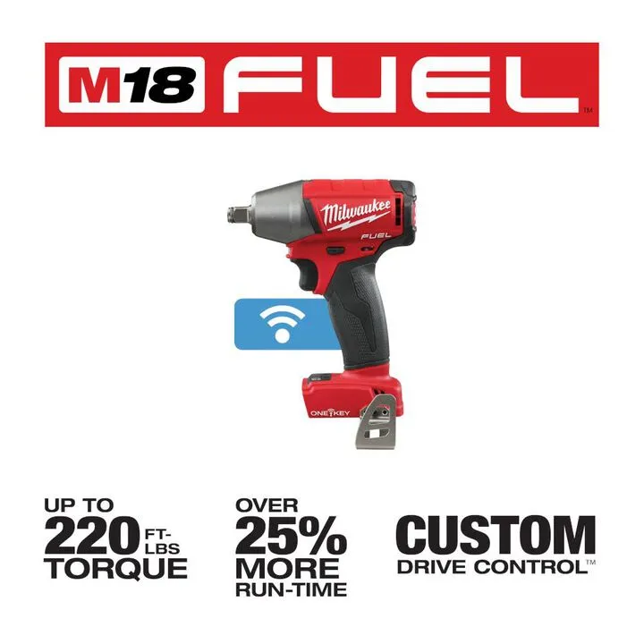 Milwaukee M18 FUEL 1/2 In. Compact Impact Wrench with Friction Ring & ONE-KEY (Bare Tool) 1