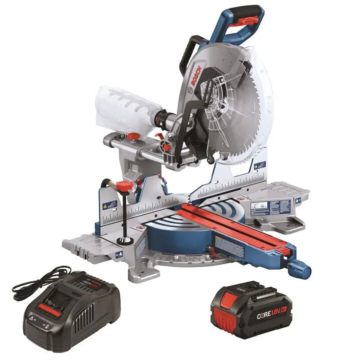 Bosch PROFACTOR 18V Surgeon 12in Dual Bevel Slide Miter Saw Kit with 1 CORE18V 8.0 Ah Battery