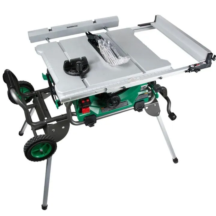 Metabo HPT 10-inch Jobsite Table Saw with Integrated Fold-Roll Stand