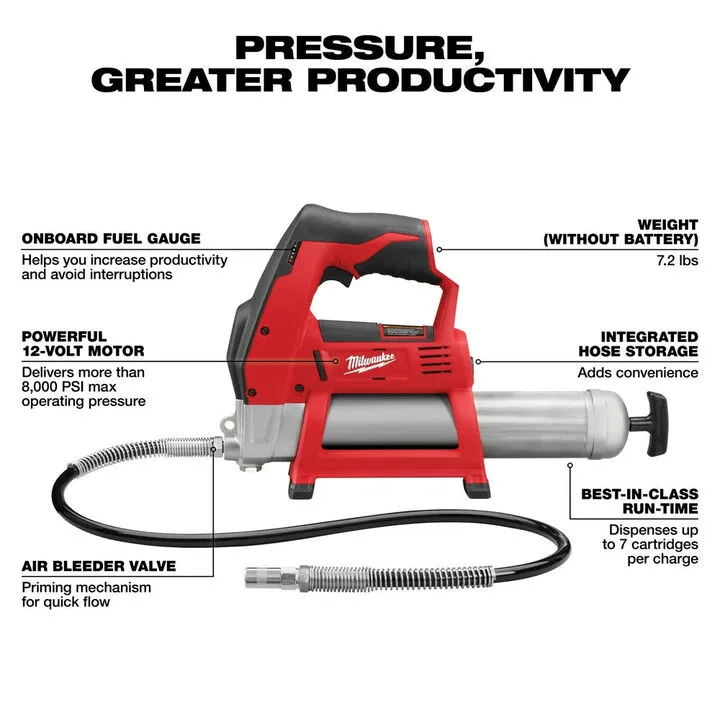 Milwaukee M12 Cordless Grease Gun Bundle with CP 2Ah & XC 4Ah Starter Kit 5