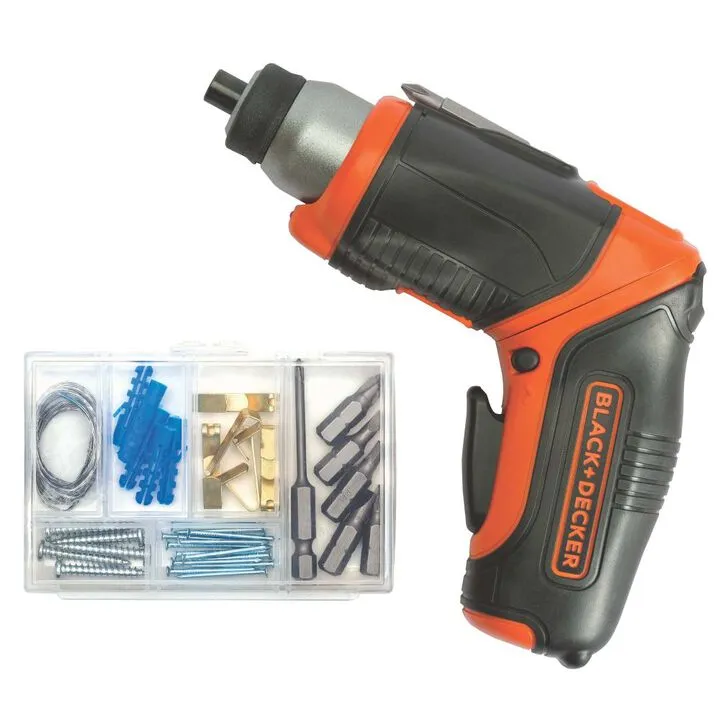 Black and Decker V Max Cordless Screwdriver with Integrated Picture-Hanging Kit 1