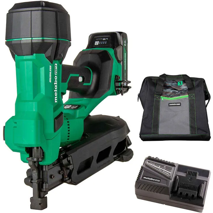 Metabo HPT 18V MultiVolt Brushless 1-3/4 Inch Coil Roofing Nailer Kit - Professional Edition