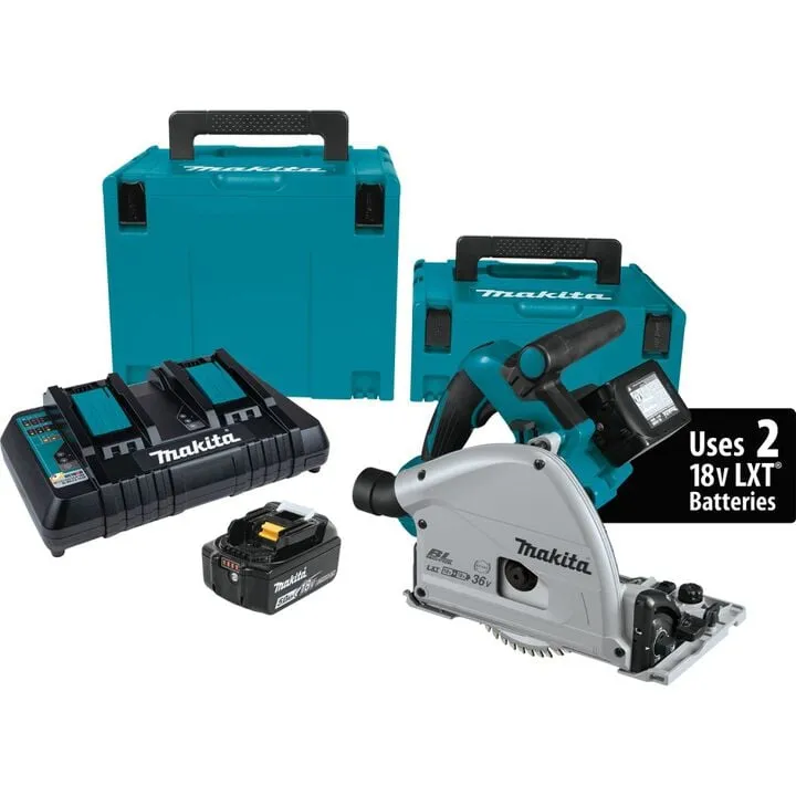 Makita 18V X2 LXT Lithium-Ion Brushless 6-1/2 inch Plunge Cut Track Saw Kit with 55 inch Guide Rail 4