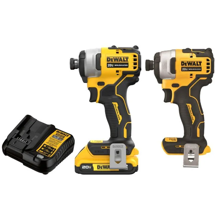 DEWALT Atomic 20V Max 1/4 Inch Compact Impact Driver 2 Pack Kit - High-Performance Professional Edition