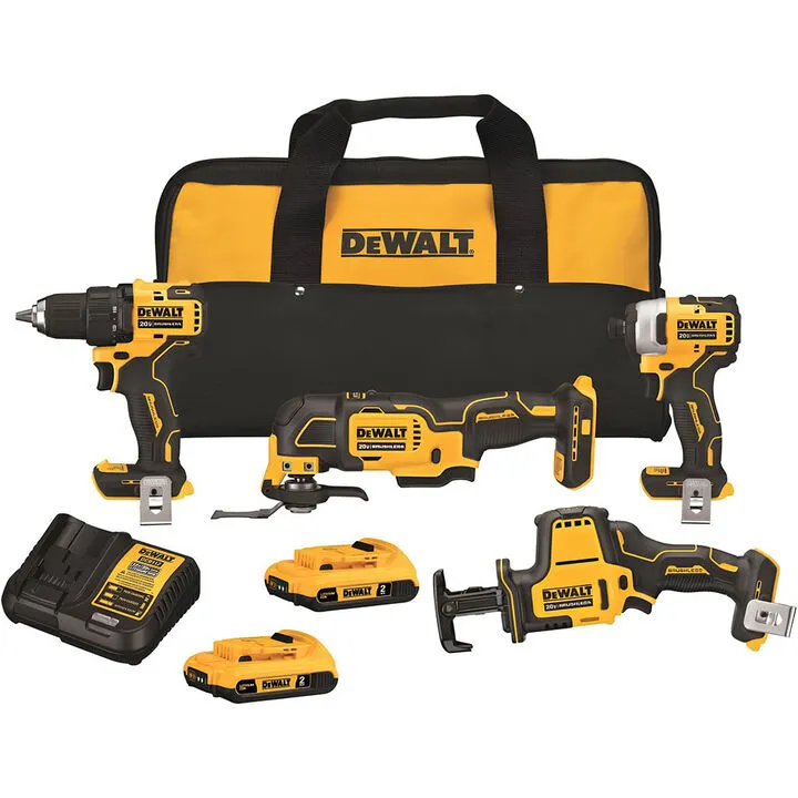 DEWALT ATOMIC 20V MAX 4-Tool Brushless Cordless Combo Kit - Professional Grade Performance
