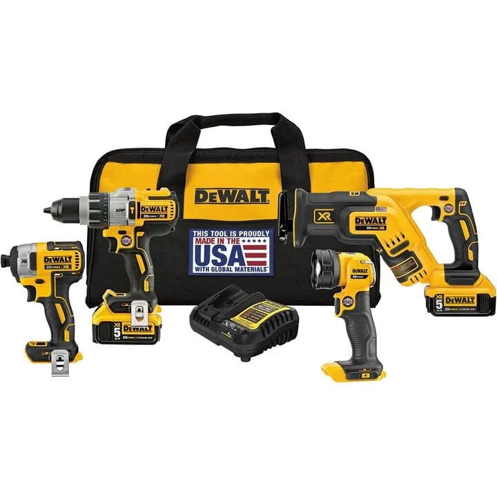 DEWALT 20V MAX XR Lithium-Ion 4-Tool Combo Kit - Professional Grade Performance