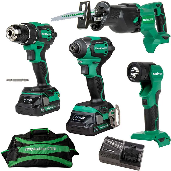 Metabo HPT 18V MultiVolt 4-Tool Combo Kit - Professional Grade Cordless Power Solution
