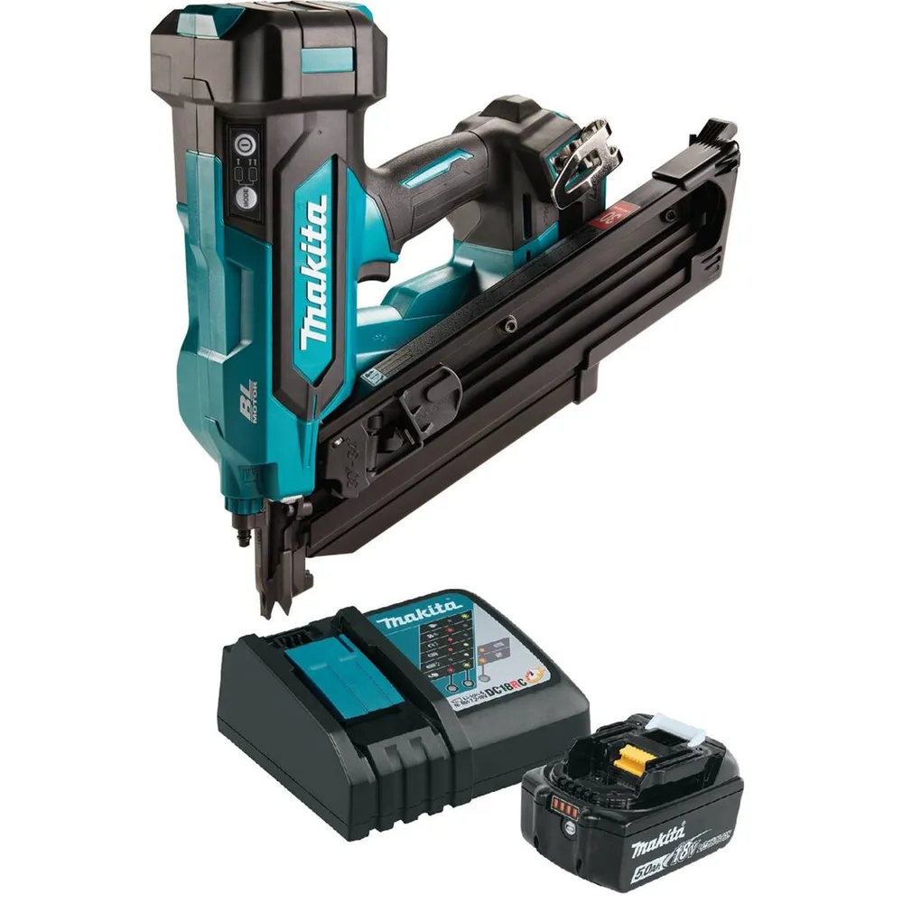 Makita 18V LXT Lithium-Ion Cordless 3-1/2 Inch Framing Nailer & 5.0Ah Battery Starter Pack Bundle