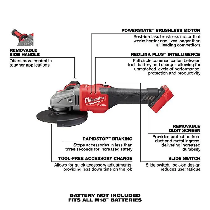 Milwaukee M18 FUEL 4-1/2 in.-6 in. Lock-On Braking Grinder (Bare Tool) 3