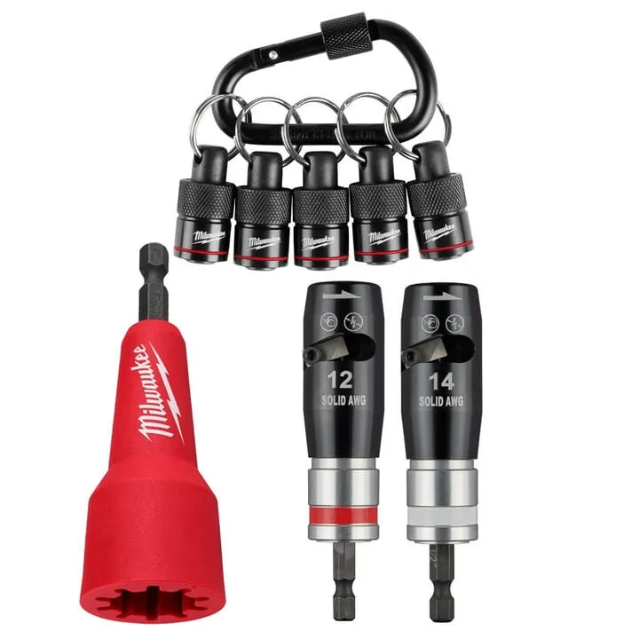 Milwaukee 2PC Solid Wire Stripper Set with Quick-Twist Connector Socket & 5PC Bit Holder