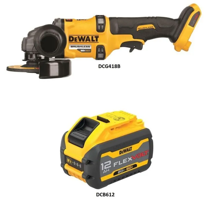 DEWALT 60V MAX Cordless Grinder & 20/60V MAX 12Ah Battery High-Capacity Bundle 1