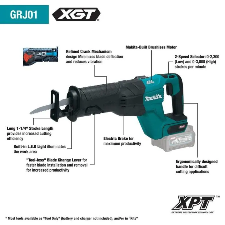 Makita 40V XGT 5-Piece Industrial Brushless Power Tool Bundle with 4.0Ah Battery System 11