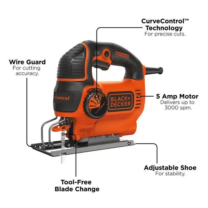 Black and Decker Smart Select 5 Amp Electric Jigsaw - Precision Control for DIY Projects 4