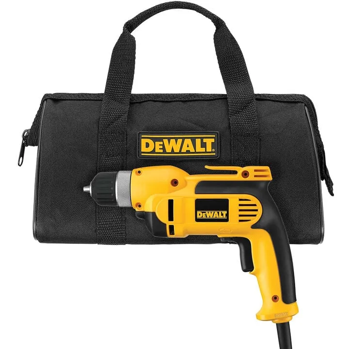 DEWALT 3/8in (10mm) VSR Pistol Grip Drill Kit with Keyless Chuck - Professional Grade