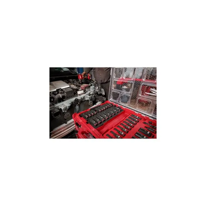 Milwaukee M18 Impact Wrench (Bare Tool) with 36-Piece Socket Set & 2-Drawer Tool Box Bundle 11