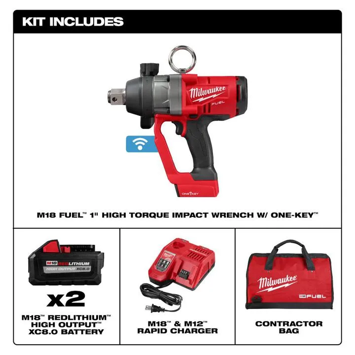 Milwaukee M18 FUEL 1-inch High Torque Impact Wrench with ONE-KEY Kit 2