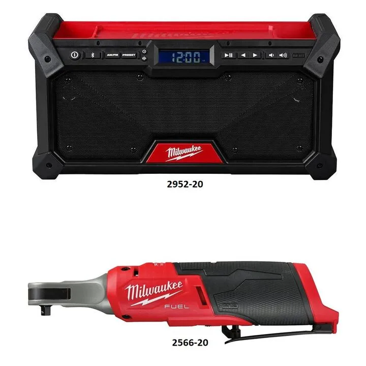 Milwaukee M18 Bluetooth Jobsite Radio & M12 High Speed Ratchet Professional Bundle (Bare Tool) 1