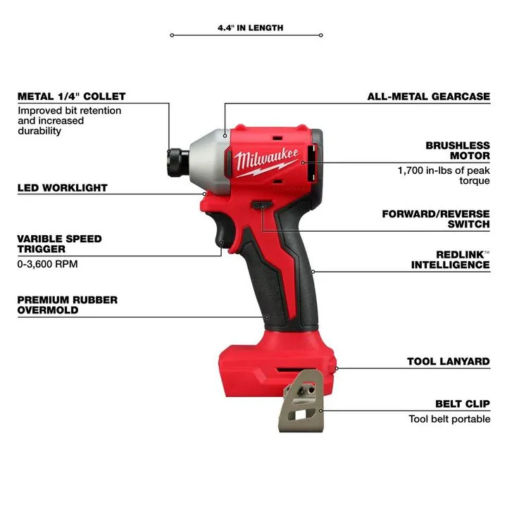 Milwaukee M18 Compact 1/4 in Hex Impact Driver (Bare Tool) 3