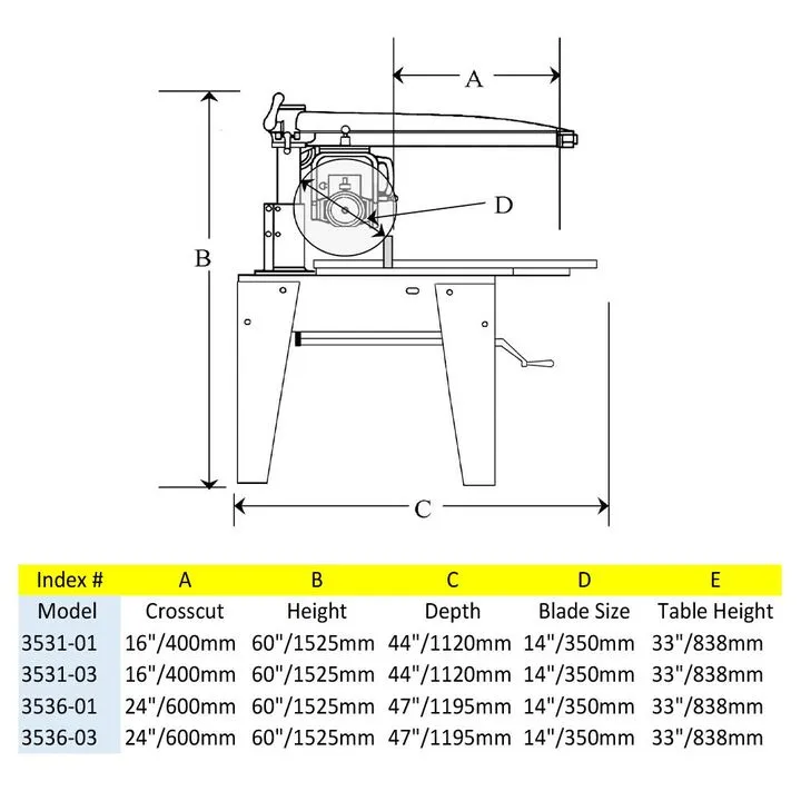 Original Saw 14-Inch 3-Phase Heavy Duty Radial Arm Saw 1