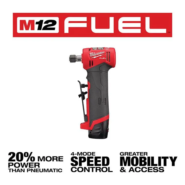 Milwaukee M12 FUEL Right Angle Die Grinder 2-Battery Kit - Professional Grade Cordless Precision 2
