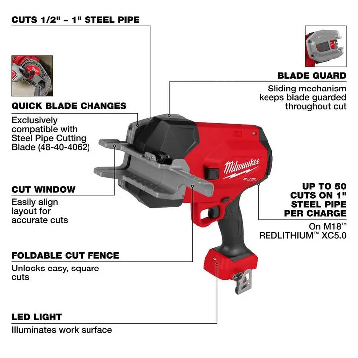 Milwaukee M18 FUEL 1/2 Inch - 1 Inch Steel Pipe Cutter (Bare Tool) 3