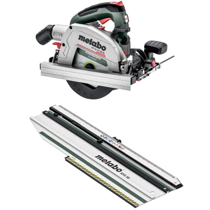 Metabo KS 18 LTX 66 BL Cordless Circular Saw & KFS 30 Cross Cutting Rail Professional Bundle
