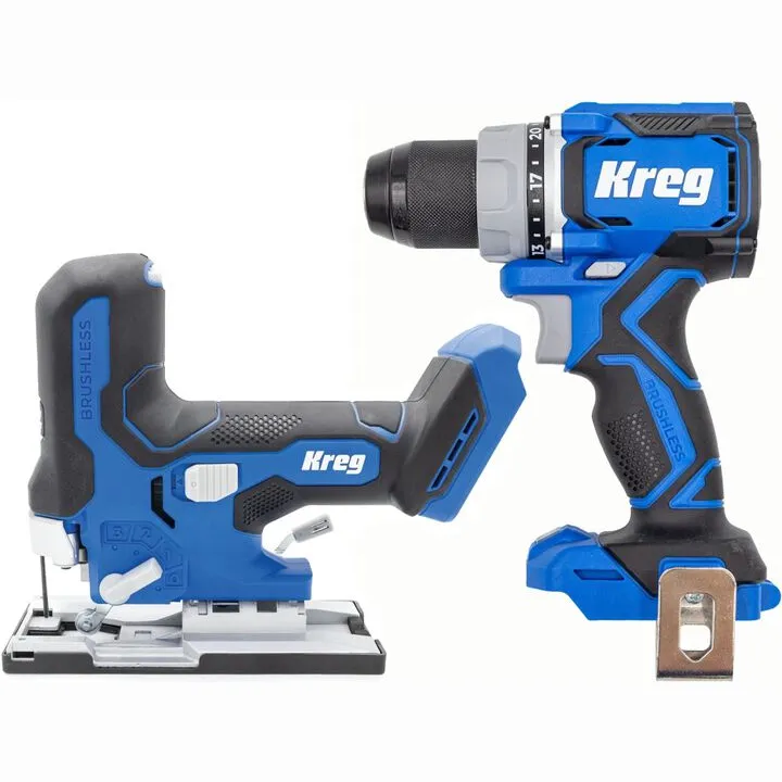 Kreg 20V Ionic Drive 1/2 Inch Compact Drill & Barrel Grip Jigsaw (Bare Tool) Bundle