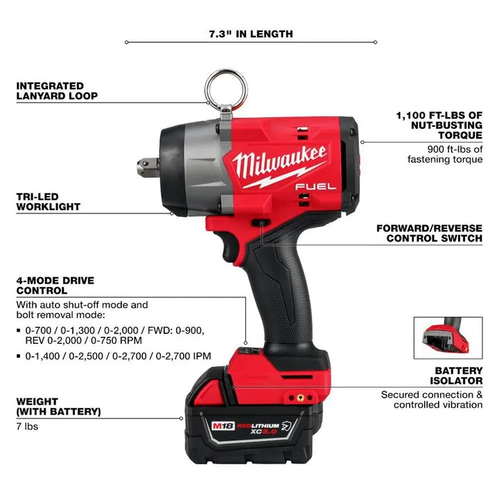 Milwaukee M18 FUEL 1/2in High Torque Impact Wrench with Pin Detent Kit 3