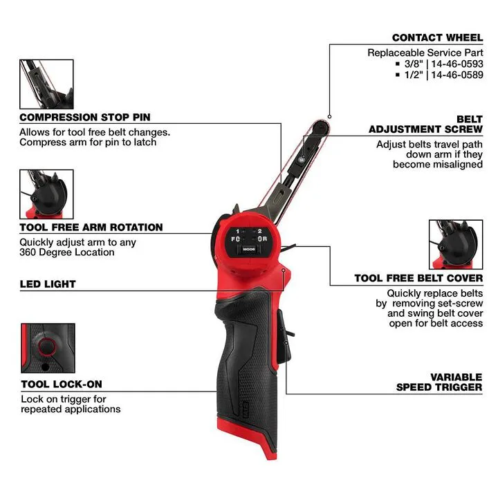 Milwaukee M12 FUEL 3/8-inch x 13-inch Bandfile (Bare Tool) 2