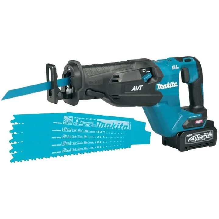 Makita 40V Max XGT Brushless Cordless AVT Reciprocating Saw Bundle with 4Ah Battery and 5-Pack Blade Set