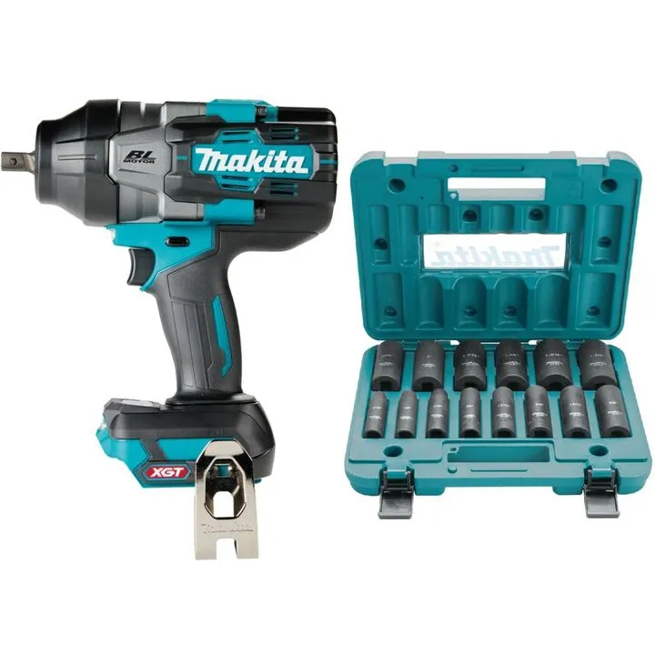 Makita 40V Max XGT Brushless 4-Speed 1/2" Impact Wrench with 14pc Deep Socket Set (Bare Tool)