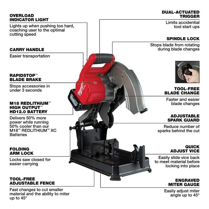 Milwaukee M18 FUEL 14-inch Abrasive Chop Saw (Bare Tool) 1
