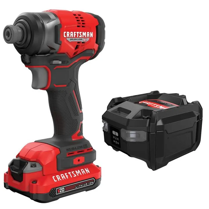 CRAFTSMAN V20 BRUSHLESS RP Cordless 1/4-Inch Impact Driver Kit with 2.0Ah Battery 1
