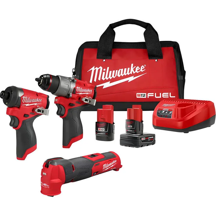 Milwaukee M12 FUEL 3-Tool Combo Kit: Drill Driver, Impact Driver & Oscillating Multi-Tool