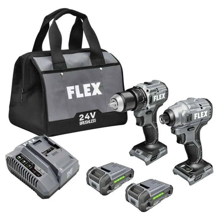 FLEX 24V Cordless Compact Drill Driver and Impact Driver Combo Kit - Professional Power Performance 1