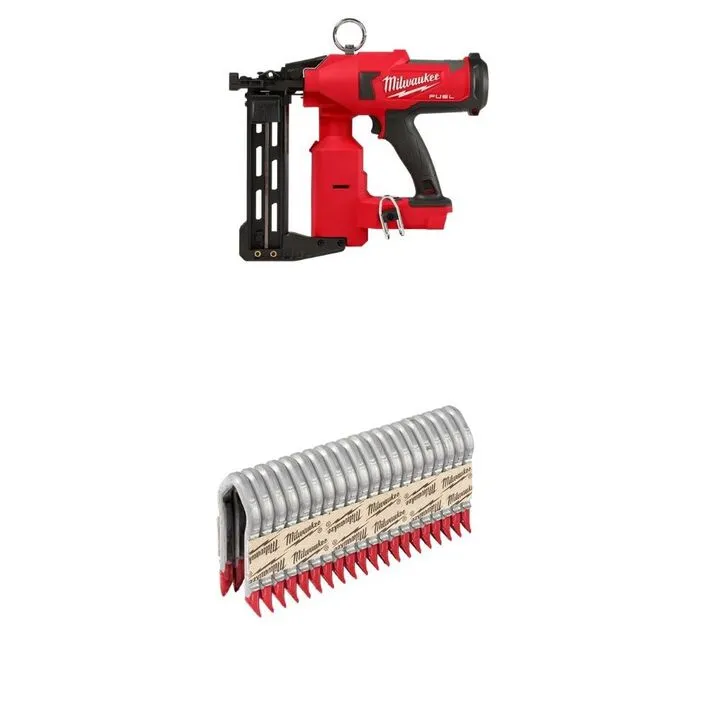 Milwaukee M18 Utility Fencing Stapler (Bare Tool) with 1.5 Inch Galvanized Staples Bundle