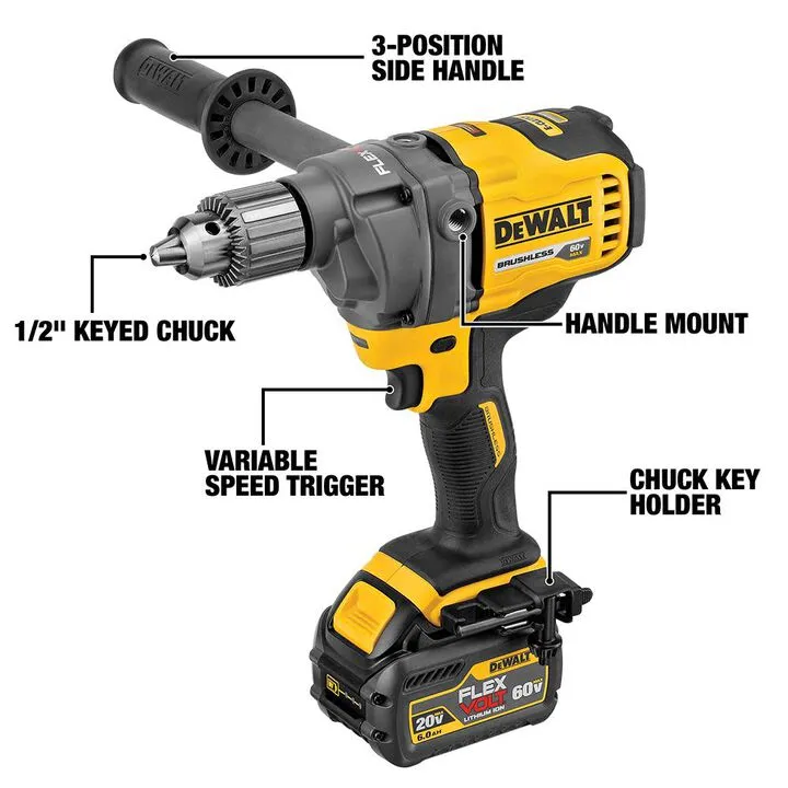 DEWALT 60V MAX Mixer/Drill with E-Clutch System (Bare Tool) 1
